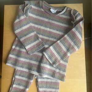 Zara Kids Striped Set in Pink, Cream, and Gray